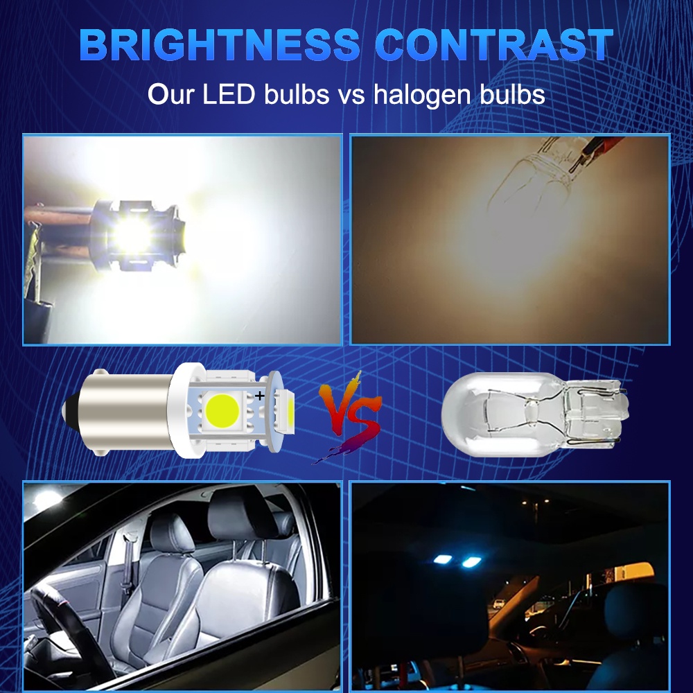 Set 10 Bóng Đèn LED BA9S T11 T4W W6W 12V 24V 5SMD Đa Dụng Dành Cho Ô Tô / Xe Tải