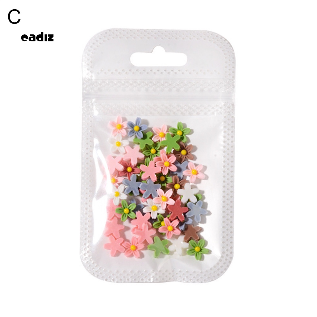 Bộ 50 Phụ Kiện Trang Trí Móng Tay Hình Bông Hoa 3D Bằng Nhựa Resin Màu Sắc Tươi Sáng Chống Thấm Nước Dành Cho Nữ