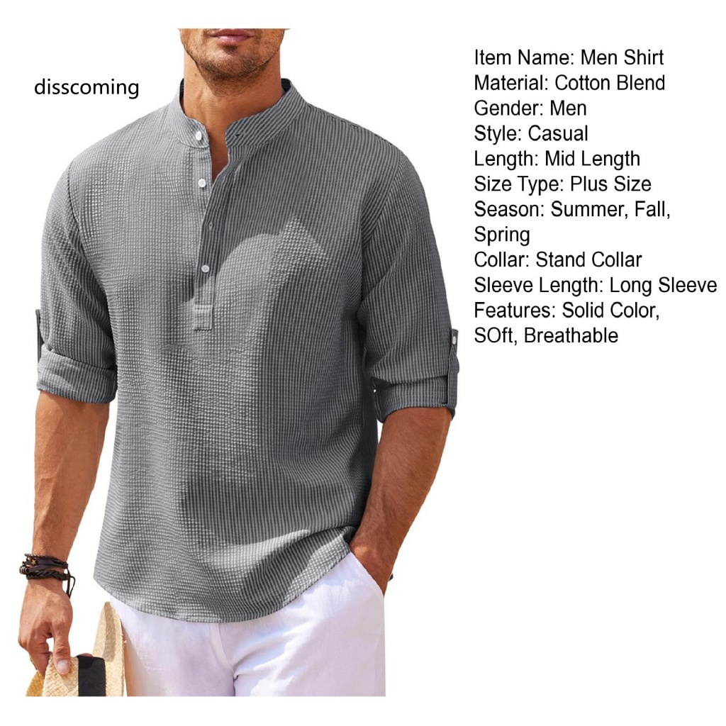 Áo Thun SL SL SL SL Thiết Kế Trẻ Trung Năng Động| Áo Sơ Mi Nam Dài Tay Cổ Đứng Cài Nút Cỡ Lớn Mềm Mại Hợp Thời Trang Xuân Hè