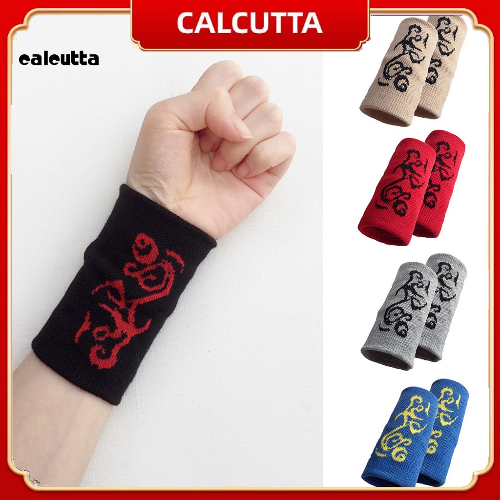 [calcutta] 1 Cặp Băng Quấn Bảo Vệ Cổ Tay Co Giãn Tốt Thoáng Khí In Họa Tiết Thể Thao Thông Dụng
