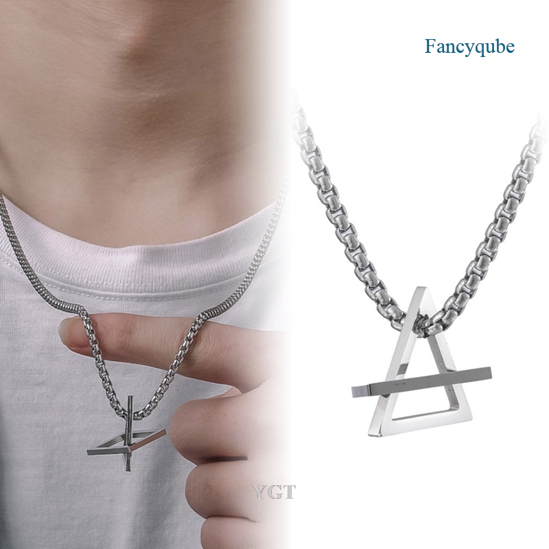 Ygt Rendy Vòng cổ Mặt Tam Giác / Vuông Bằng Thép Không Gỉ Xếp Chồng Lên Nhau Phong Cách Hip Hop Đường Phố