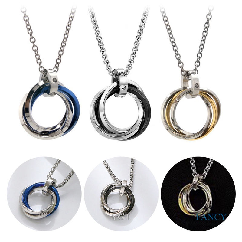 Ygt Vòng cổ Mặt Hình Chiếc Nhẫn Bằng Thép Không Gỉ Phong Cách Retro Cá Tính Cho Nam