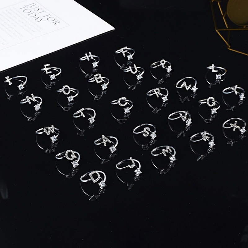 Nhẫn Mở In Chữ Cái Từ A-Z Có Thể Điều Chỉnh Kích Thước Cho Cặp Đôi