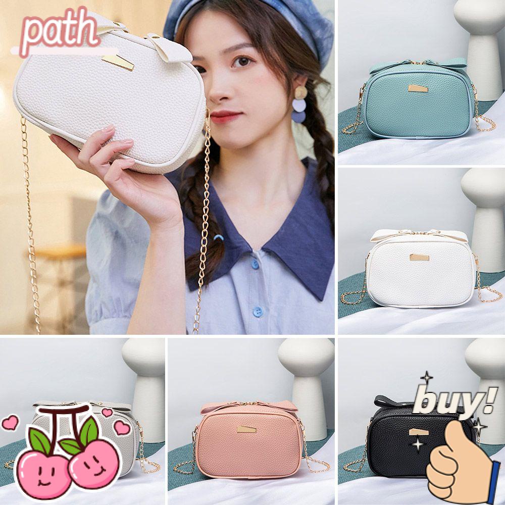 PATH Túi Xách Da PU Mềm Cỡ Nhỏ Phối Dây Xích Đeo Vai Cá Tính