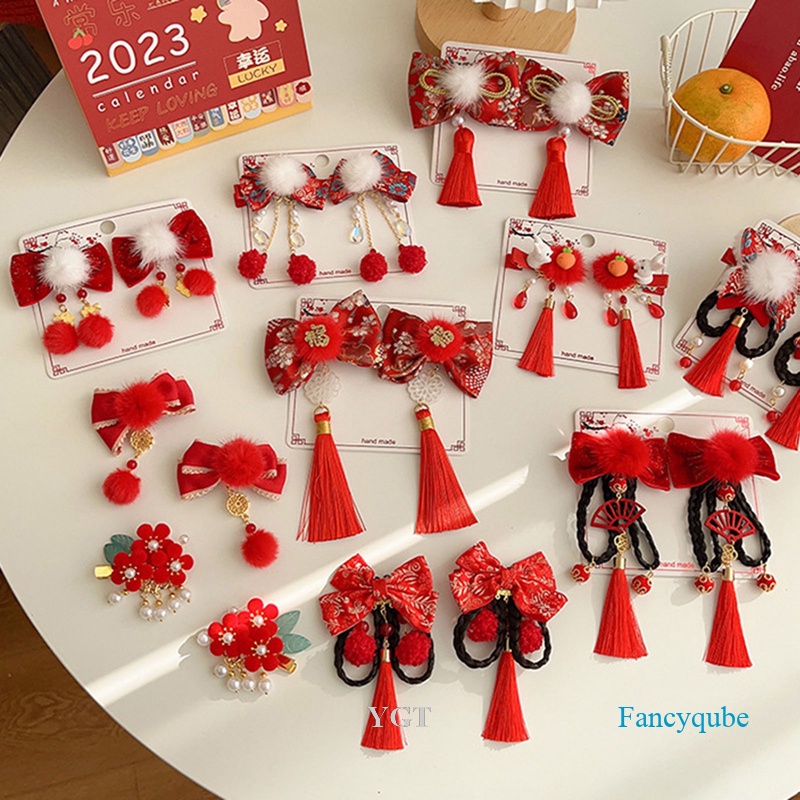 Set 2 Kẹp Tóc Giả Phong Cách Trung Hoa Dễ Thương Cho Bé Gái