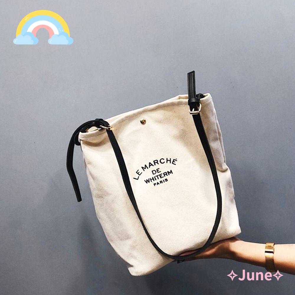 JUNE Túi Vải Canvas Đeo Vai Thời Trang Cá Tính Trẻ Trung
