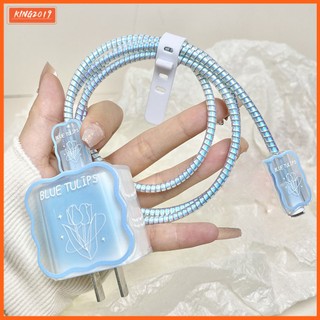 Bộ phụ kiện bảo vệ đầu cáp sạc iphone 18w / 20w trong suốt hình gấu / thỏ dễ thương