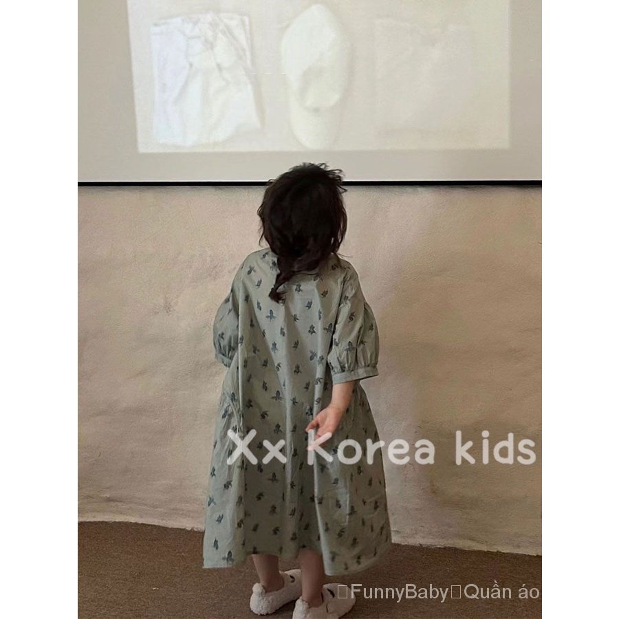 Đầm Dài Rộng Cổ Tròn Phong Cách Phương Tây Thời Trang Mùa Hè 2023 Dành Cho Bé Gái