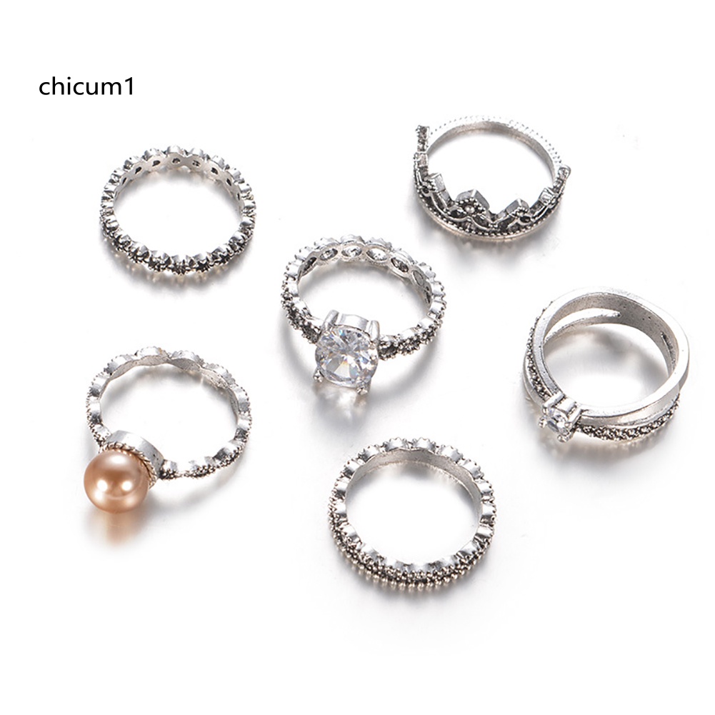 Set 6 Nhẫn Đeo Khớp Ngón Tay Phong Cách Retro