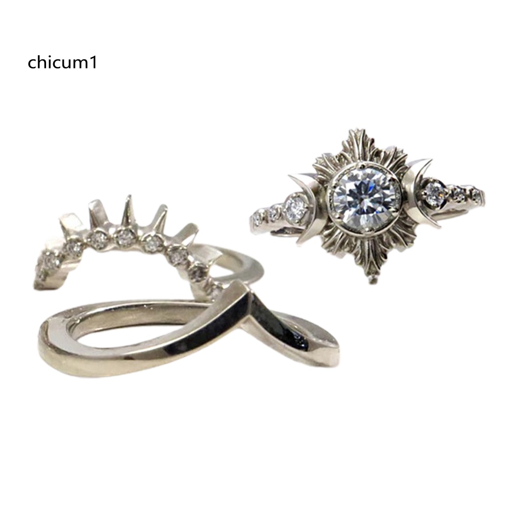 Set 3 Nhẫn Hợp Kim Nhiều Kiểu Dáng Phong Cách Bohemian