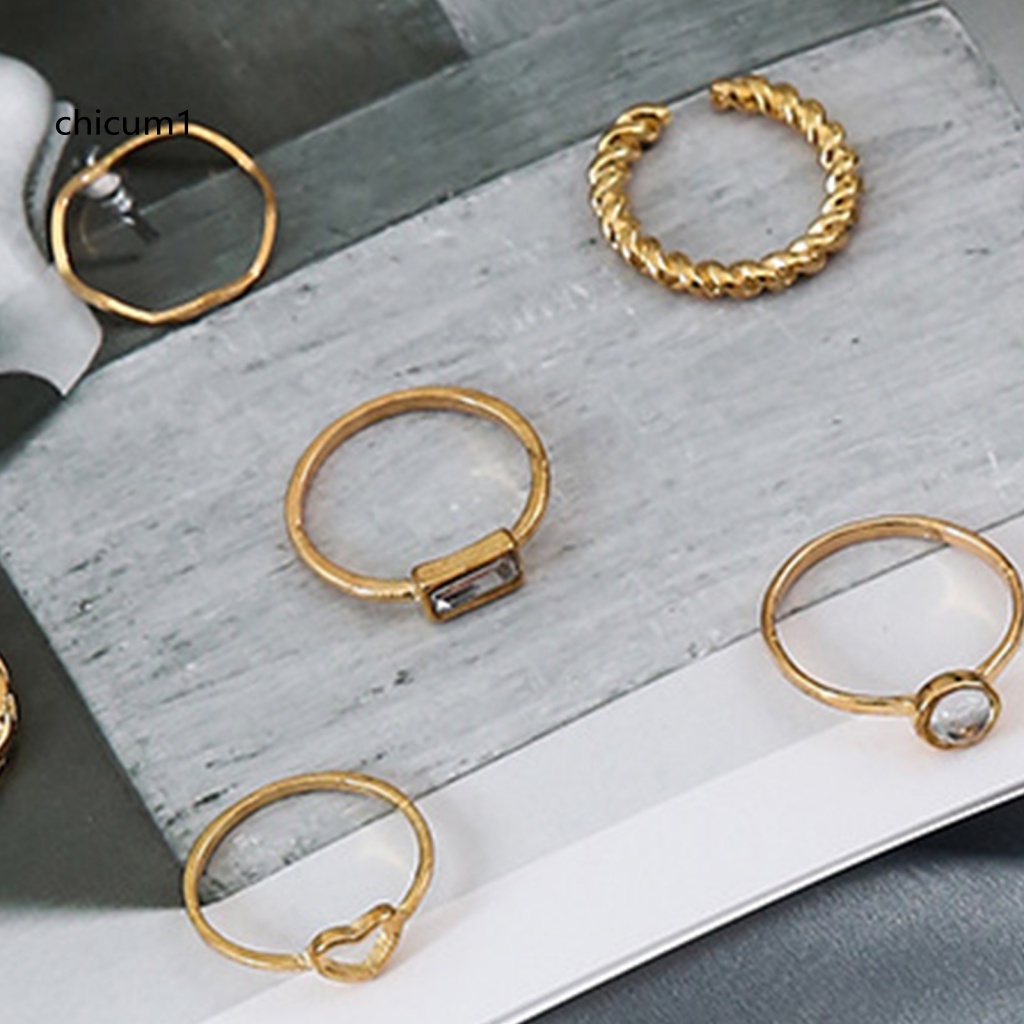 Set 14 Nhẫn Đeo Khớp Ngón Tay Mạ Điện Hình Trái Tim Sáng Bóng Unisex