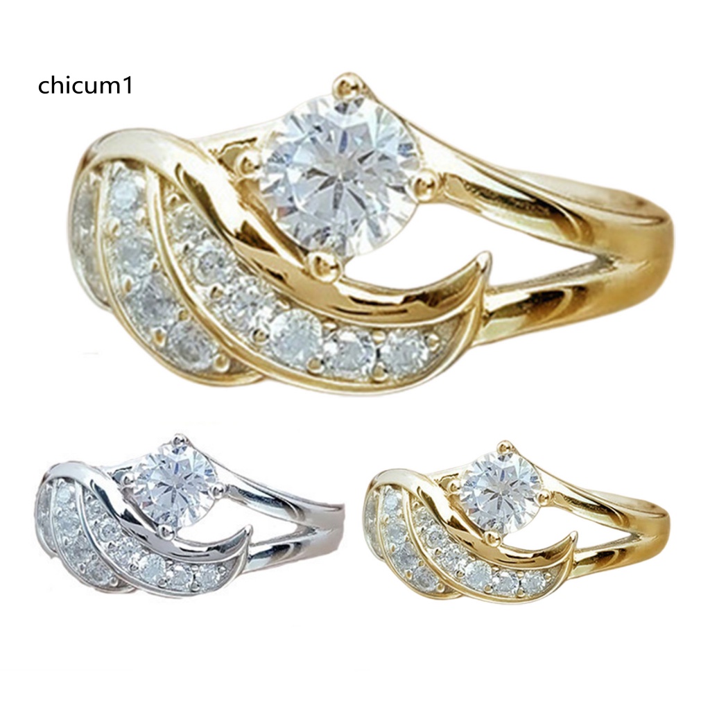 Nhẫn Cưới Hợp Kim Đính Đá Zircon Hình Cánh Thiên Thần