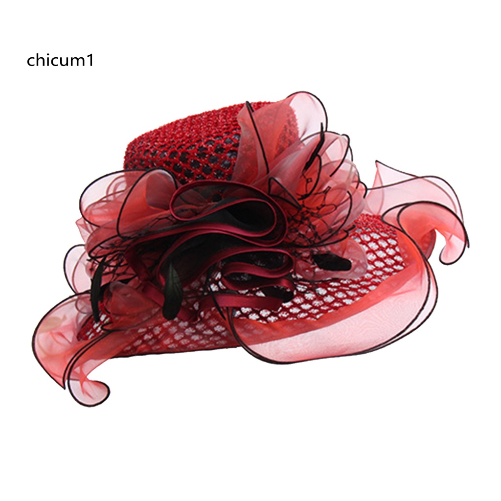 Mũ Rộng Vành Phối Lưới Xuyên Thấu Thời Trung Cổ Cho Nữ