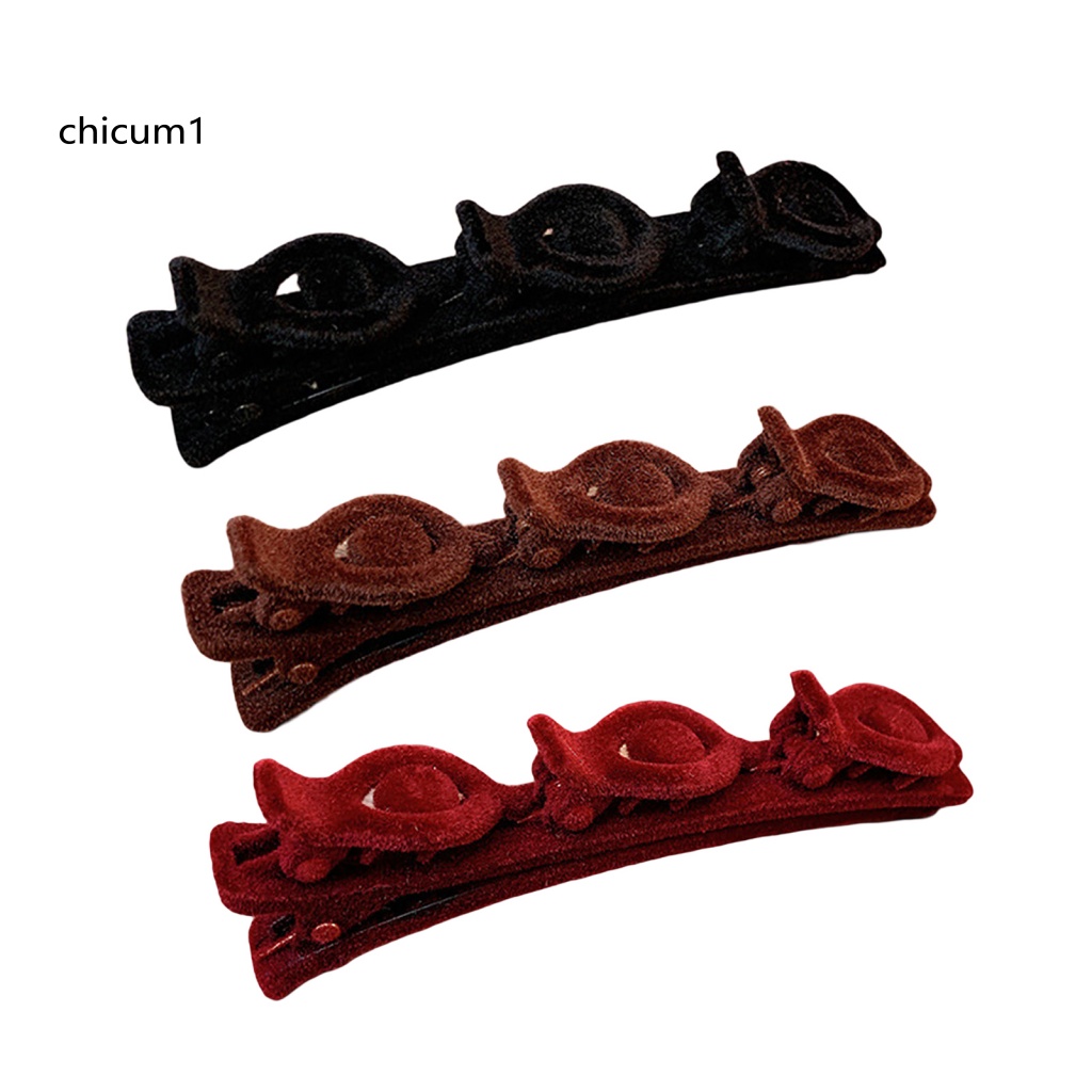 Kẹp Tóc CC Bằng Thép Không Gỉ Màu Trơn Chống Trượt Có Răng Tiện Dụng Cho Nữ