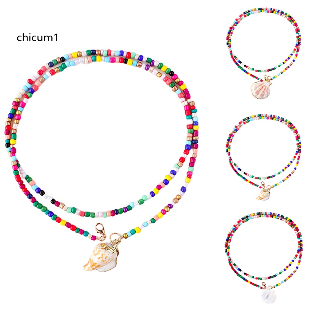 Vòng cổ Hai Lớp Đính Vỏ Sò Phong Cách Bohemian