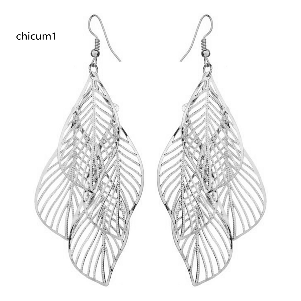 1 Đôi Bông Tai Hình Chiếc Lá Bằng Thép Không Gỉ Thiết Kế Viền Xoăn Thời Trang Dành Cho Nữ