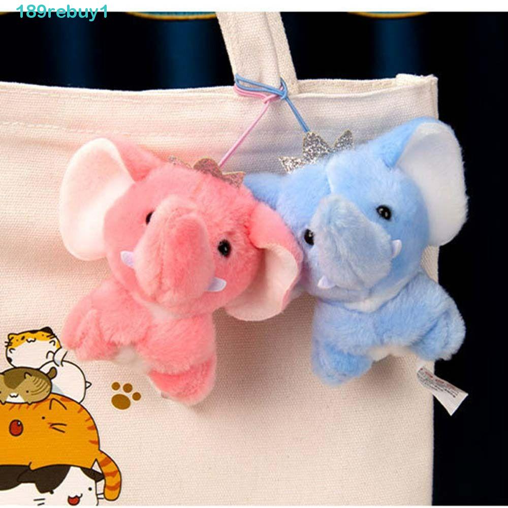 REBUY1 Móc Khóa Hình Voi Nhồi Bông Mềm Mại Đáng Yêu
