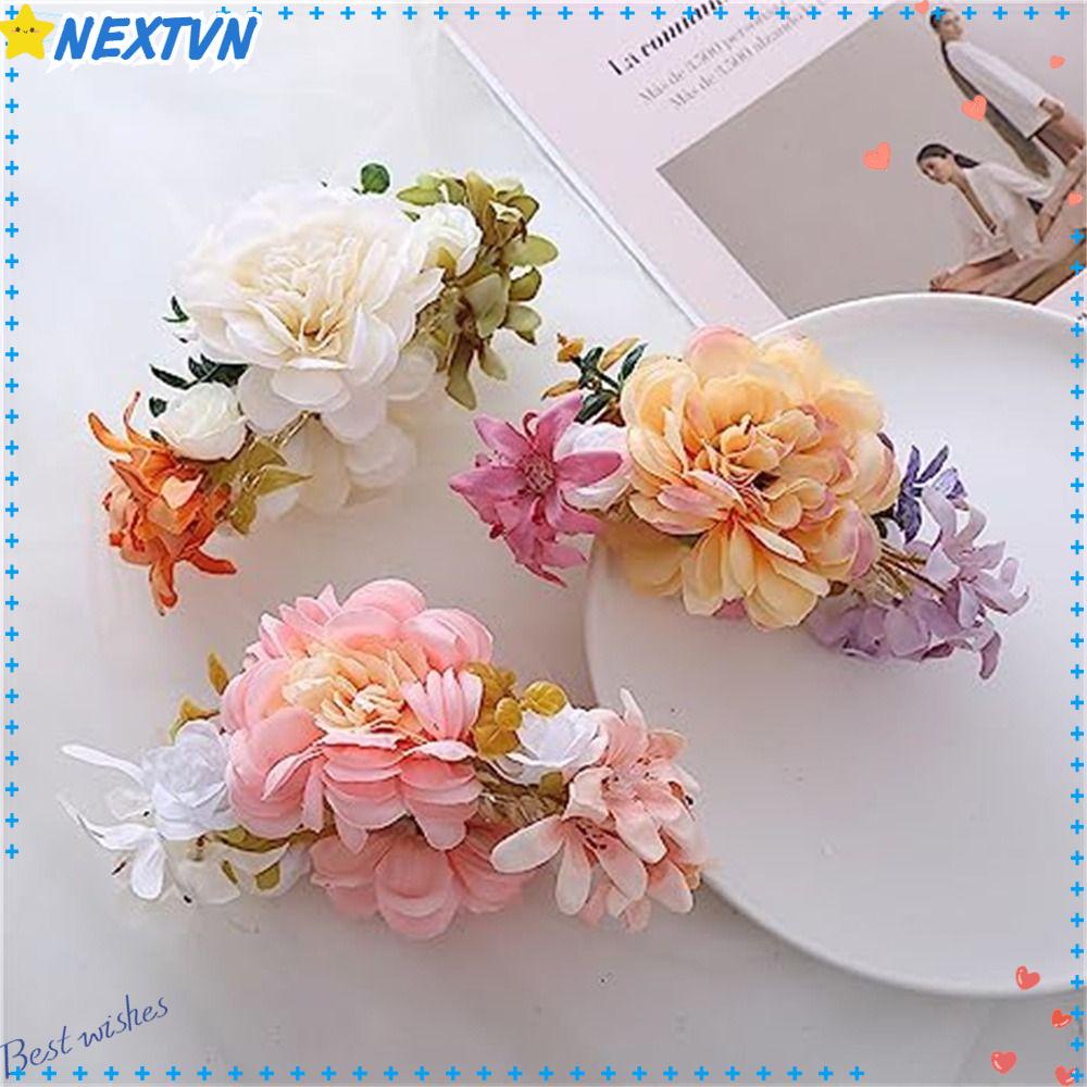 NEXTVN Kẹp Tóc Càng Cua Đính Hoa Vải Lãng Mạn Cho Cô Dâu