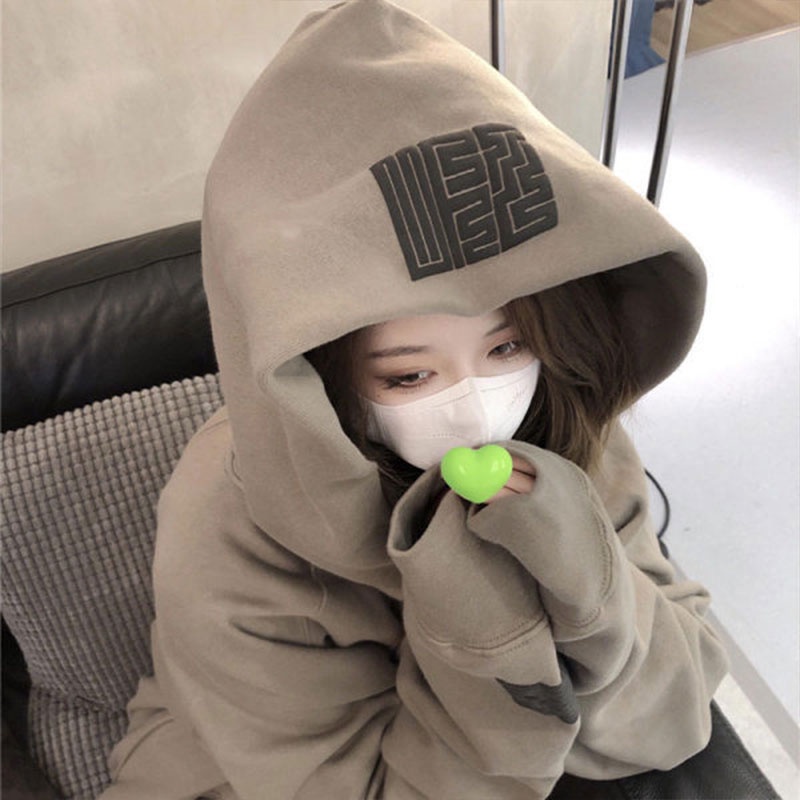 DUOHANZI  Áo hoodie Dáng Rộng In Chữ Phong Cách Hàn Quốc Thời Trang Mới Cho Nữ