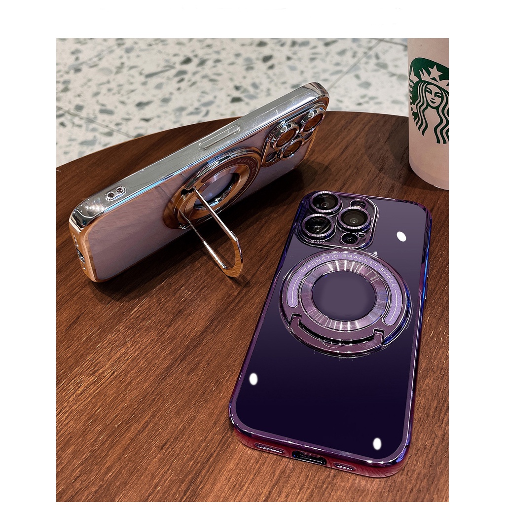 Ốp Điện Thoại Mềm Trong Suốt Chống Rơi Chống Sốc Có Giá Đỡ Từ Tính Cho iPhone 14 13 12 11 Pro Max 14 Plus