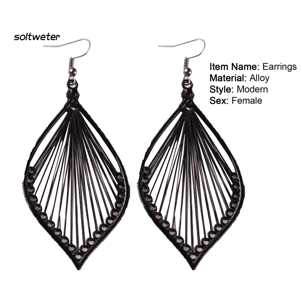 1 Đôi Bông Tai Hình Chiếc Lá Bằng Hợp Kim Thiết Kế Đục Lỗ Thời Trang Dự Tiệc