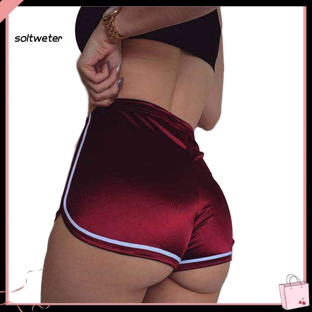 Quần Sooc Lưng Cao Co Giãn Họa Tiết Kẻ Sọc Thời Trang Mùa Hè Quyến Rũ Cho Nữ