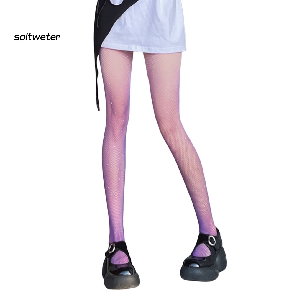 Quần Tất Lưới Mỏng Lưng Cao Màu Sắc Gradient Gợi Cảm
