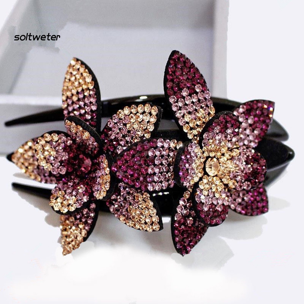 Kẹp Tóc Đính Đá Lấp Lánh Chống Trượt Tiện Dụng