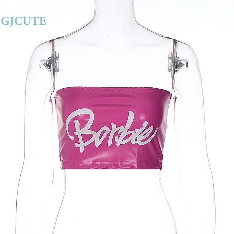 Áo Da PU Không Tay Dáng Ôm In Chữ Gợi Cảm Cho Bạn Gái