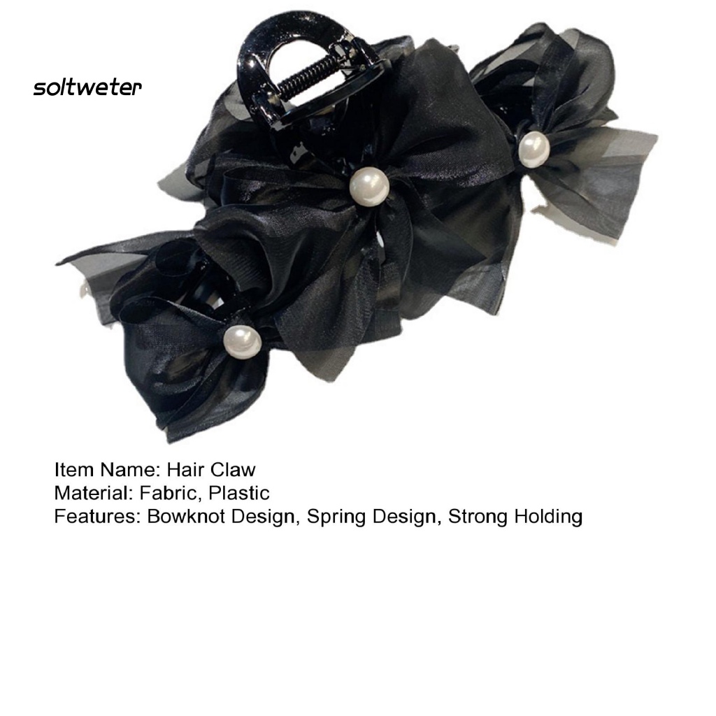 Kẹp Tóc Càng Cua Đính Ngọc Trai Giả Chống Trượt Có Răng Cưa Chéo Cỡ Lớn Thời Trang Dự Tiệc Cho Nữ