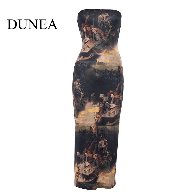 Đầm Dài Hở Vai In Họa Tiết Thời Trang Mùa Hè Quyến Rũ Cho Nữ