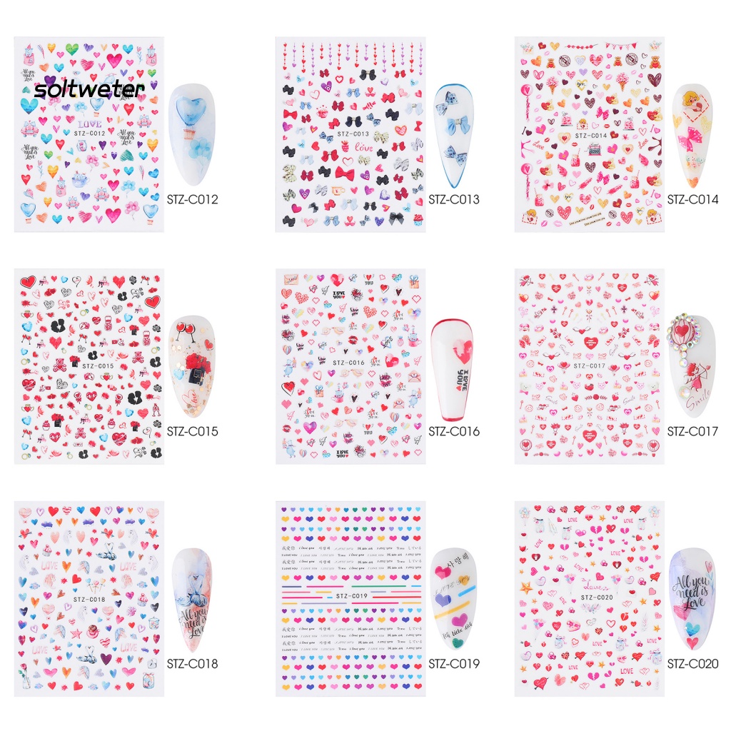 Miếng Dán Móng Tay Hình Trái Tim Dễ Thương Cho Cặp Đôi