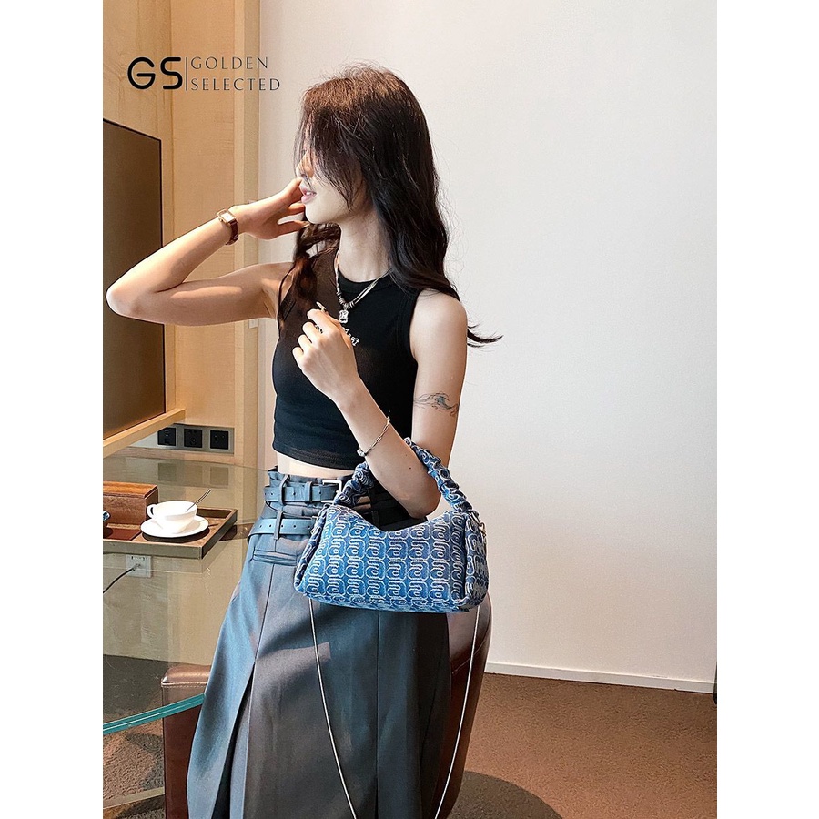 Túi Xách Denim Phối Dây Xích Thời Trang Hàn Quốc Cao Cấp Trẻ Trung Cho Nữ