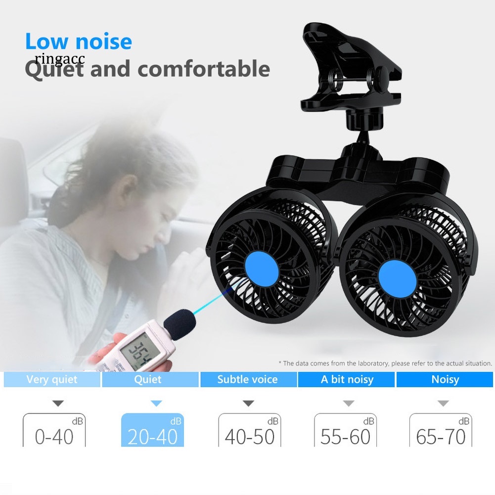 Quạt Làm Mát Mùa Hè Hai Đầu 12 / 24V Có Thể Điều Chỉnh Dạng Kẹp Cho Xe Hơi Xe Tả