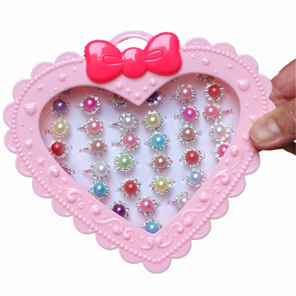 Set 36 / 12 Nhẫn Nhựa Hoạt Hình Dễ Thương Cho Bé Gái