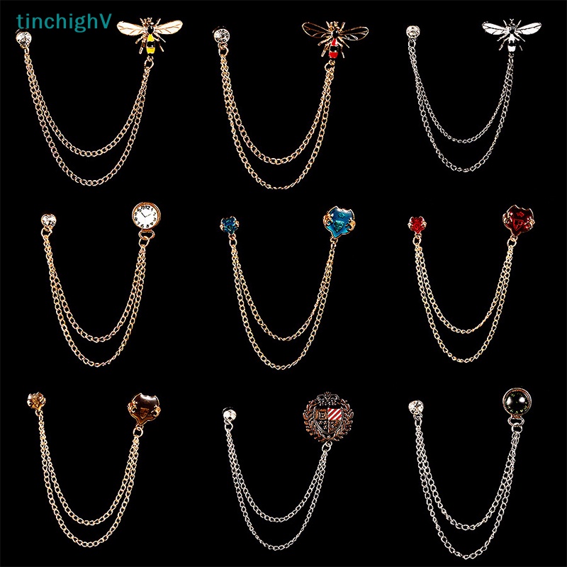 Ghim Cài Áo Hình Côn Trùng Phối Dây Xích Tua Rua Đính Pha Lê Thời Trang Cho Nam Và Nữ