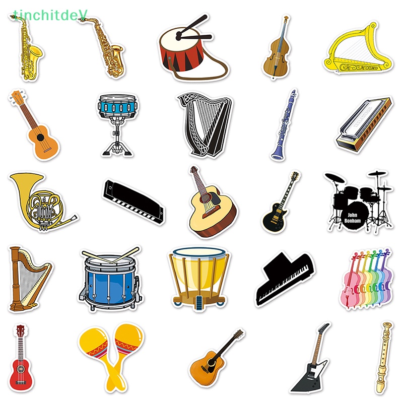 Bộ 50 Sticker Hoạt Hình Dán Trang Trí Đàn Guitar / Laptop / Xe Hơi