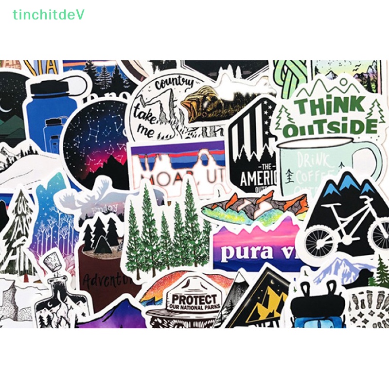 [TinchitdeV] 50 Miếng Dán Trang Trí Xe Hơi / Xe Đạp / Điện Thoại Phong Cách Phiêu Lưu Ngoài Trời