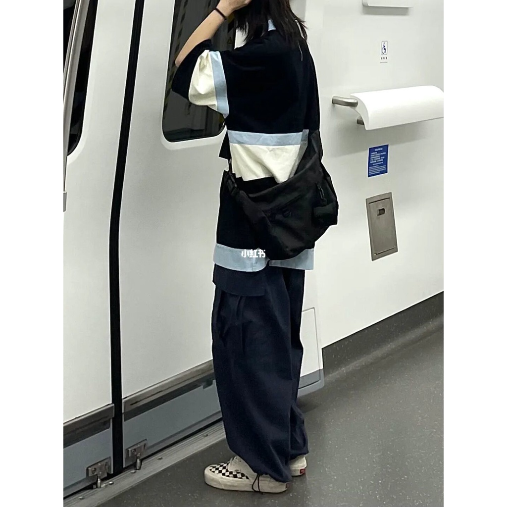 Áo polo Ngắn Tay Dáng Rộng Họa Tiết Kẻ Sọc Thời Trang Mùa Hè Cho Nữ