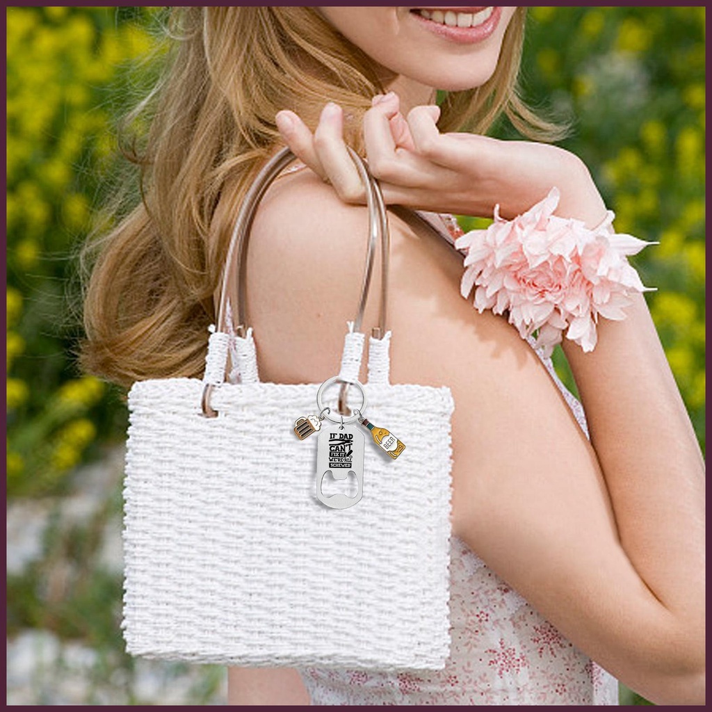 Dụng Cụ Mở Nắp Chai Bằng Thép Không Gỉ Có Móc Khóa Khắc Chữ Dad on Christmas