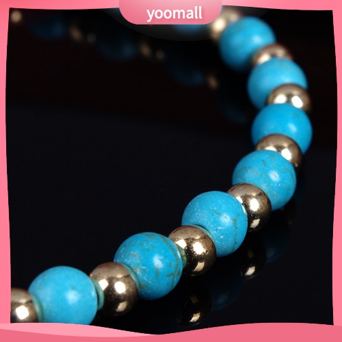 Lắc Chân Hai Lớp Đính Đá Ngọc Lam Hình Hoa Phong Cách Boho