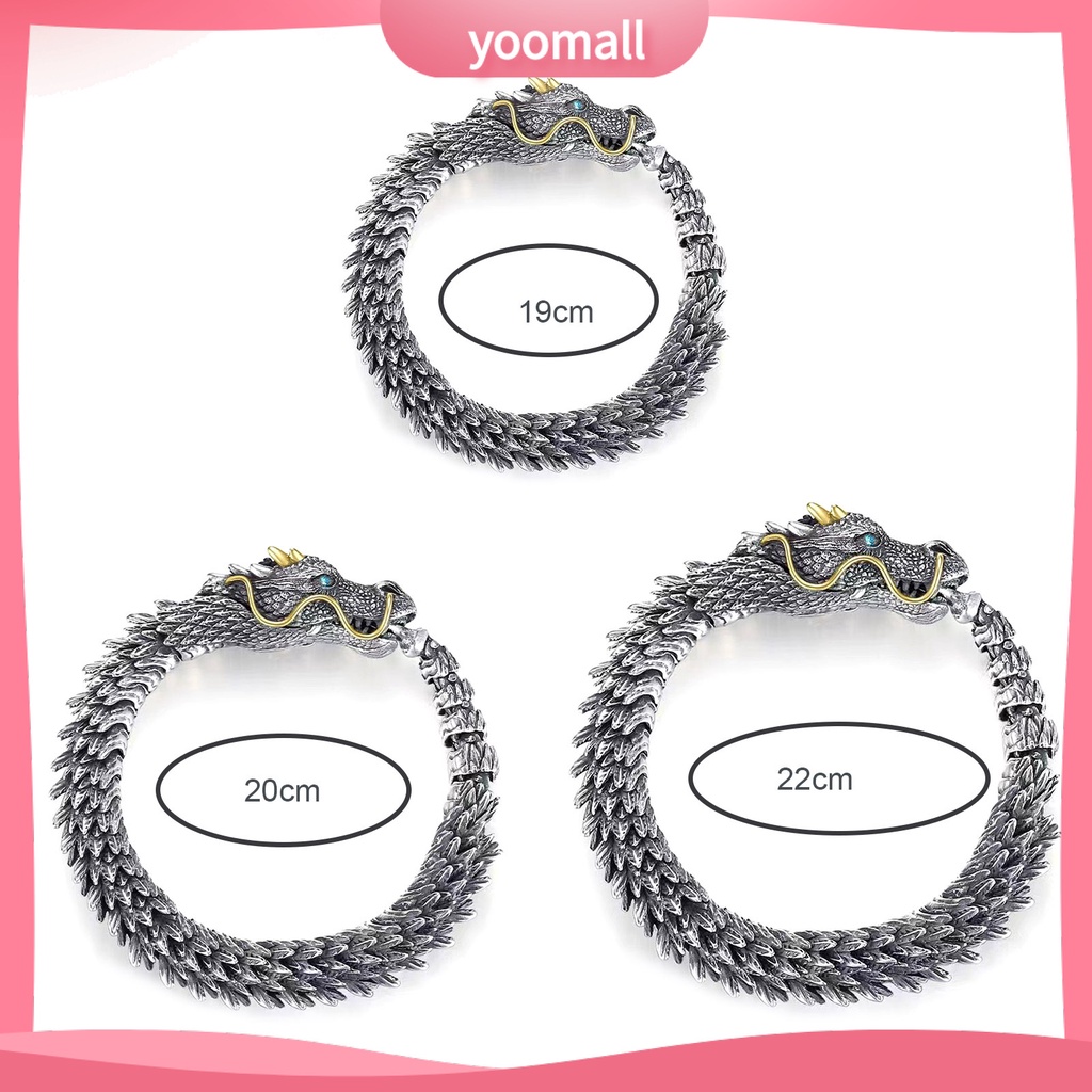 [YM] Vòng Đeo Tay Nam Hình Đầu Rồng Bằng Đồng Không Gây Dị Ứng Phong Cách Hip hop Có Thể Điều Chỉnh