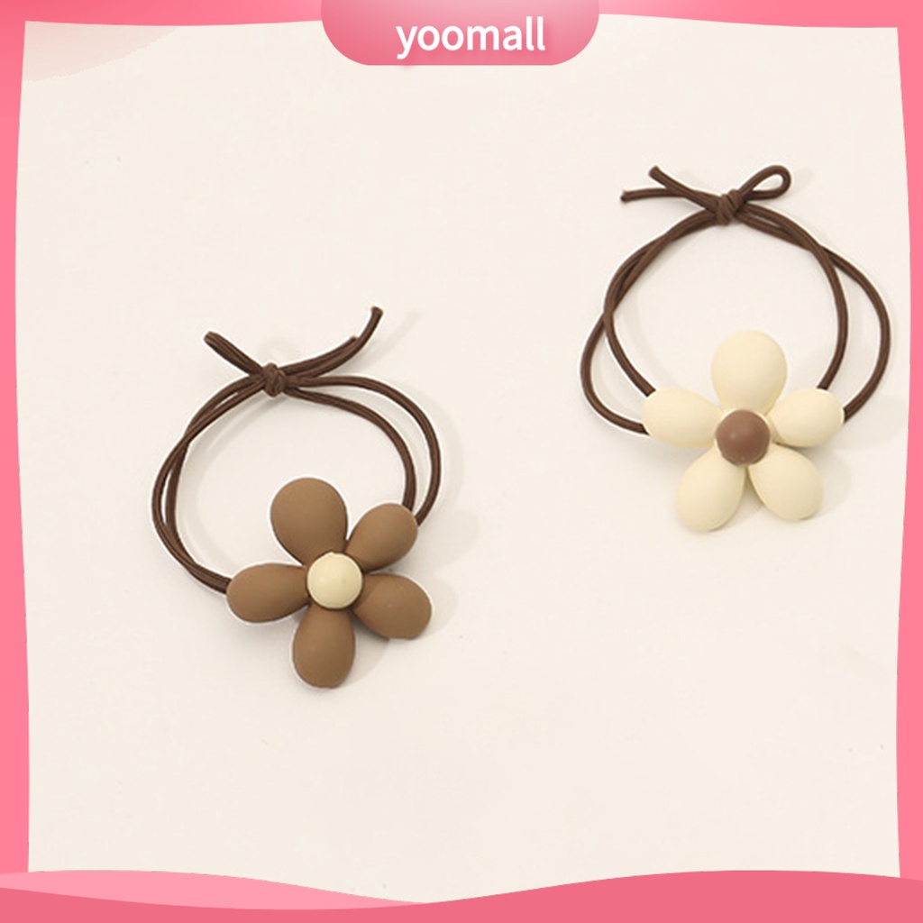 Dây Cột Tóc Co Giãn Mặt Nhám Đính Hoa Hoạt Hình Dễ Thương