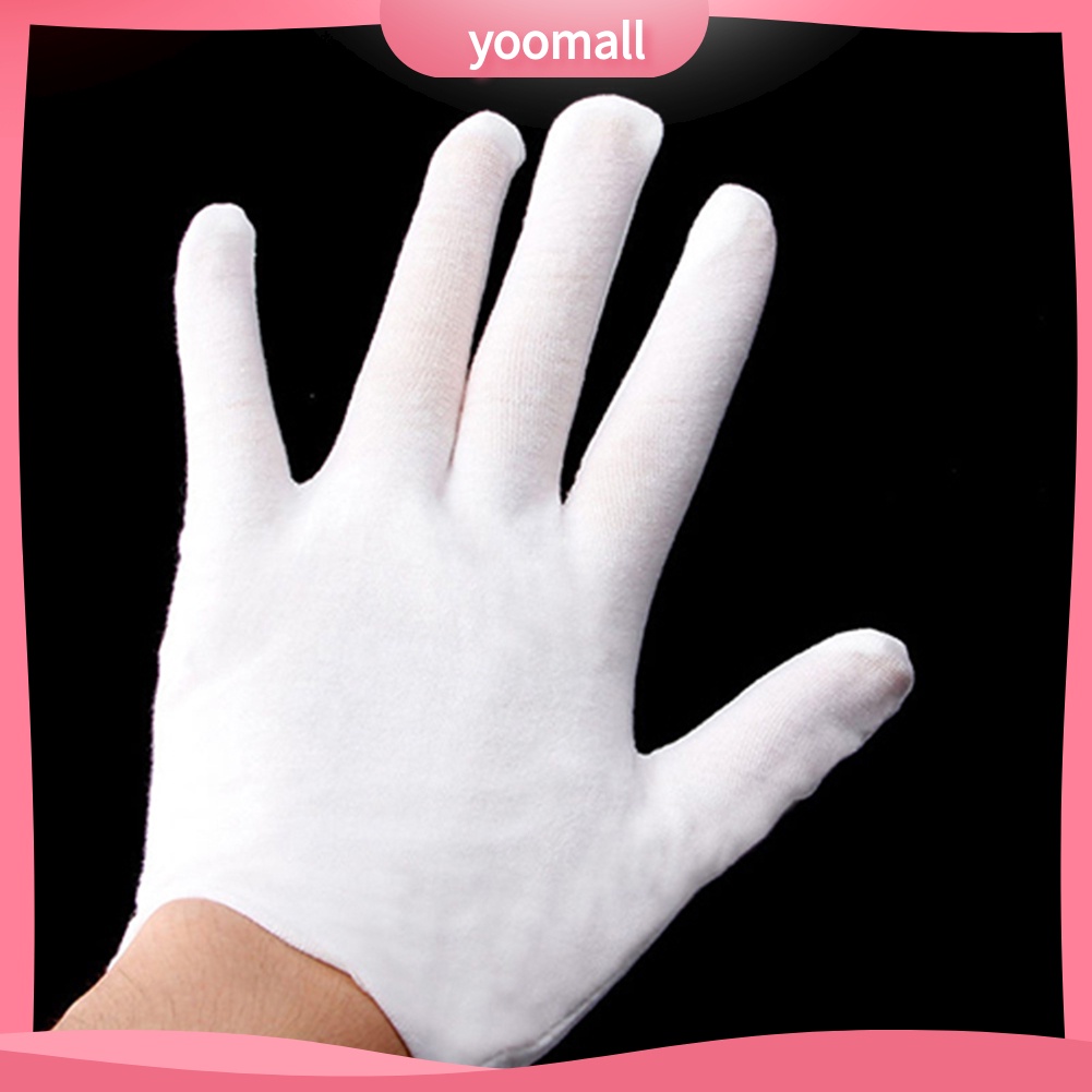 [YM] 12 Đôi Găng Tay Cotton Màu Trắng Kiểm Tra Trang Sức Công Sở