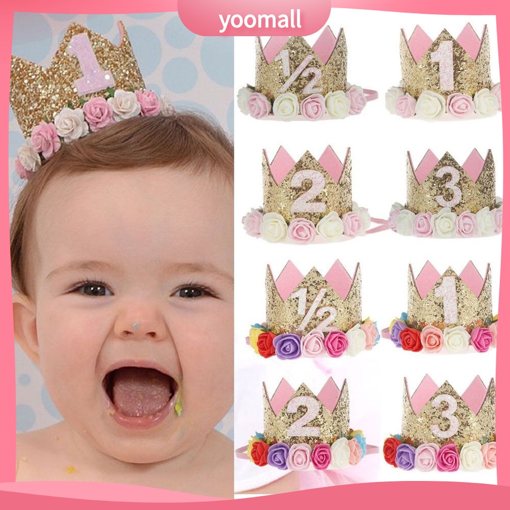 Băng Đô Cài Tóc Hình Vương Miện Đính Kim Sa Lấp Lánh Cho Bé Gái