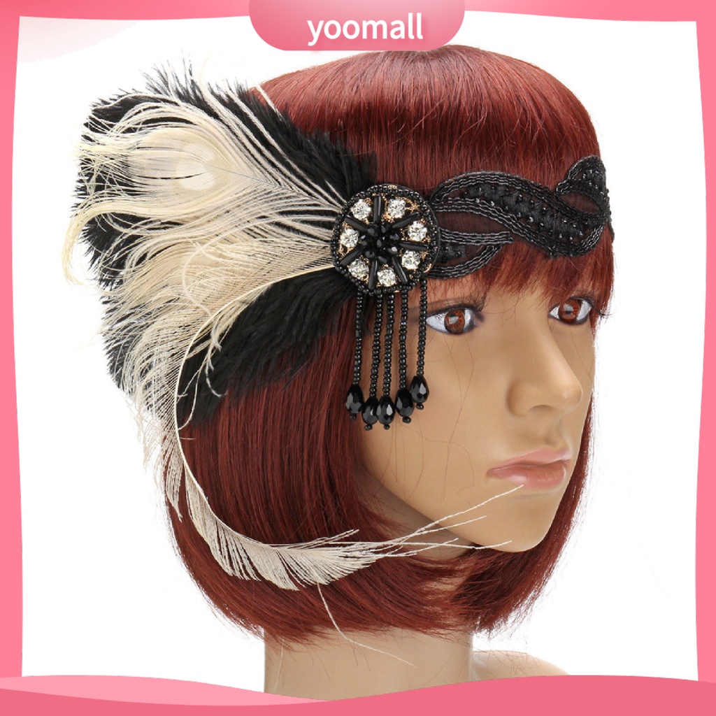 Băng Đô Cài Tóc Đính Lông Vũ Và Đá Lấp Lánh Cho Cô Dâu