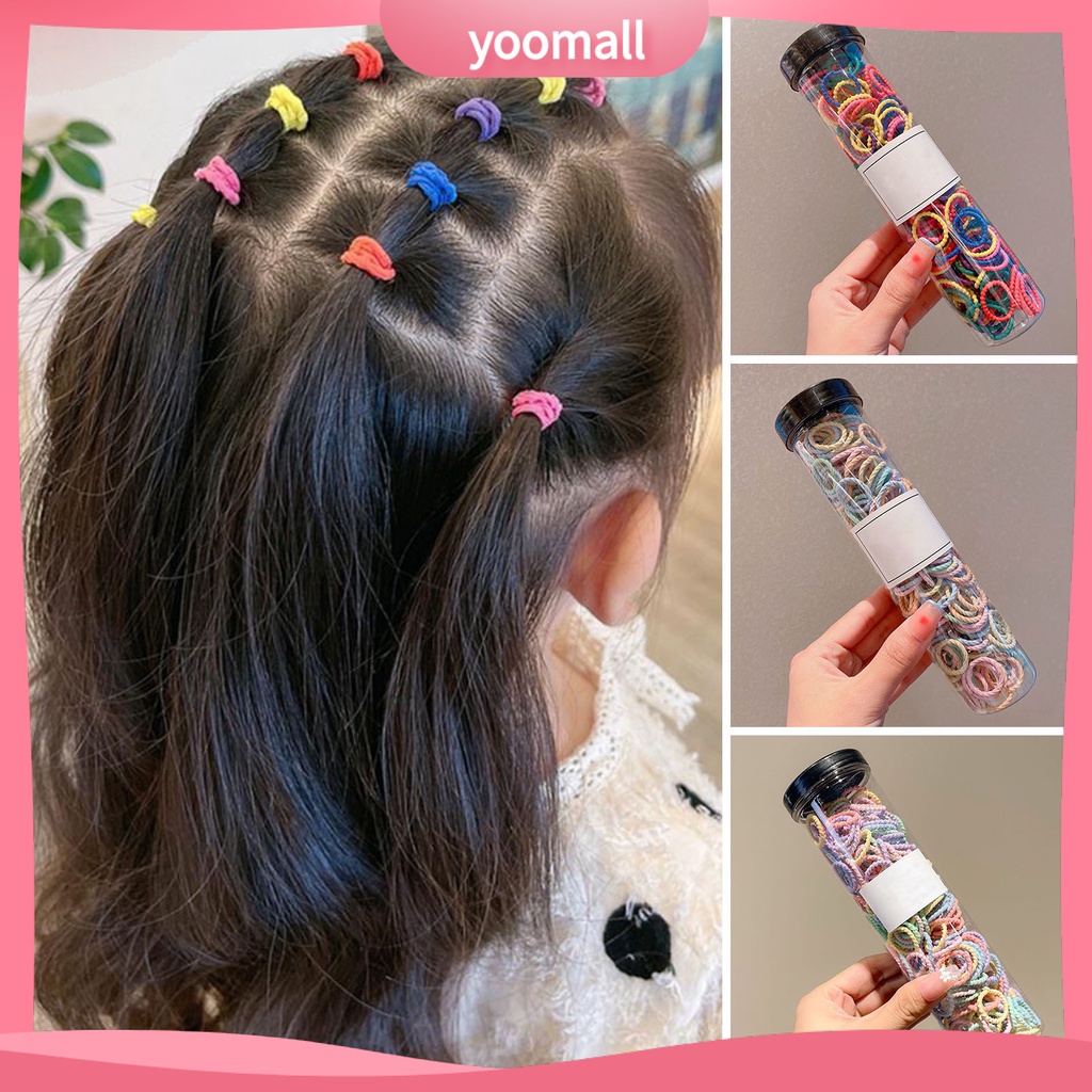 Bộ 300 Dây Cột Tóc Co Giãn Tốt Không Đau Không Làm Tổn Thương Tóc Đuôi Ngựa Cho Bé