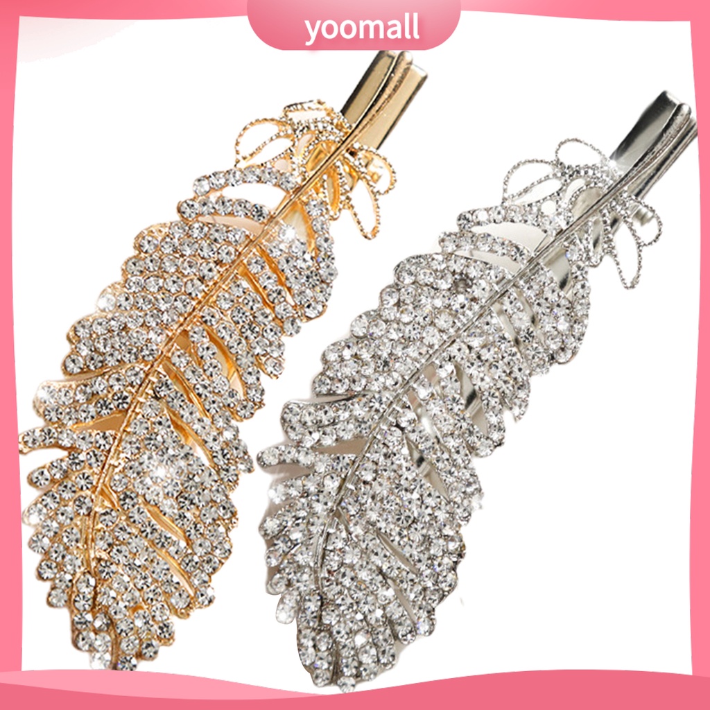 Kẹp Tóc Hợp Kim Hình Lông Vũ Đính Đá Lấp Lánh