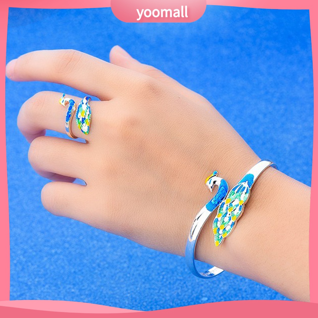 Vòng Tay / Nhẫn Mạ Điện Hình Chim Công Nhiều Màu Thanh Lịch Cho Nữ