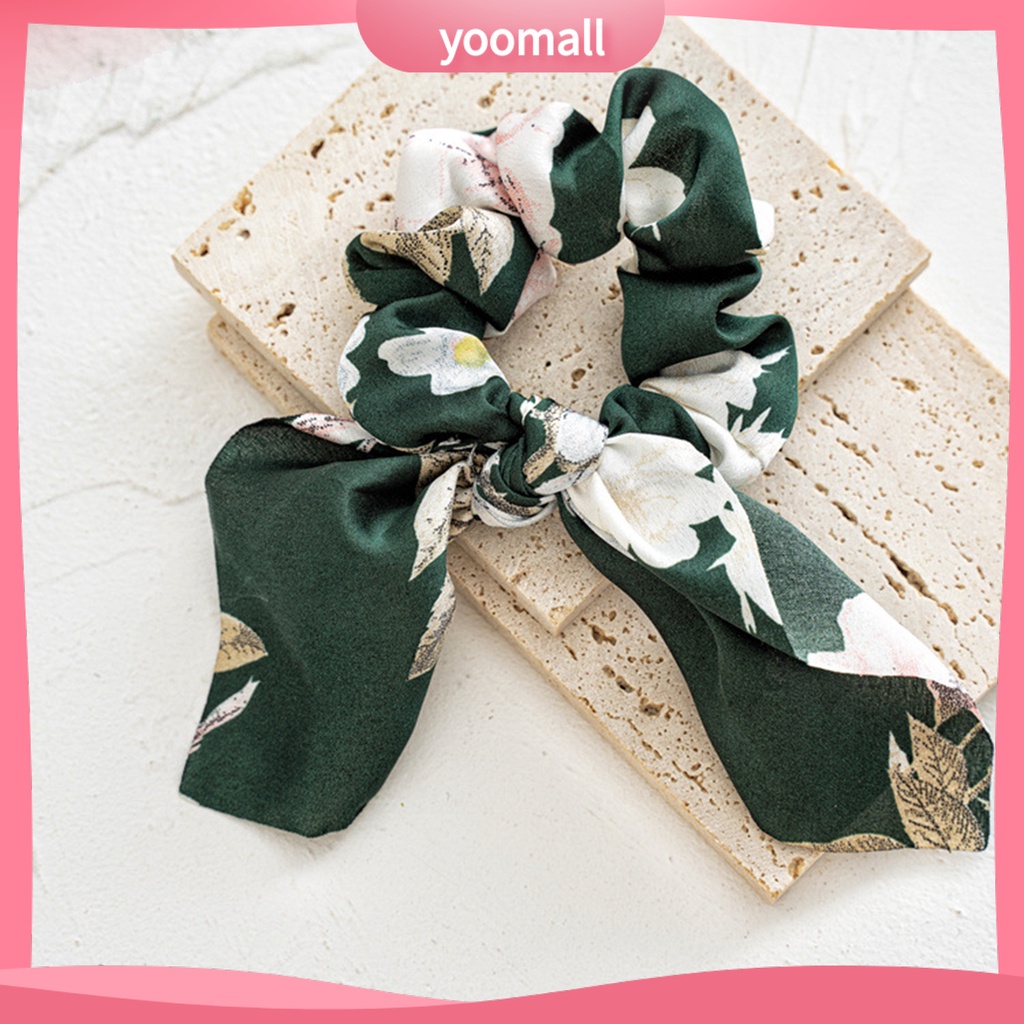 Dây Buộc Tóc Vải Satin Mềm Mịn In Họa Tiết Hoa Xinh Xắn